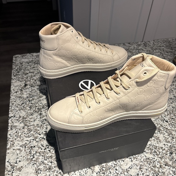 Valentino Light Beige High-Top Sneakers